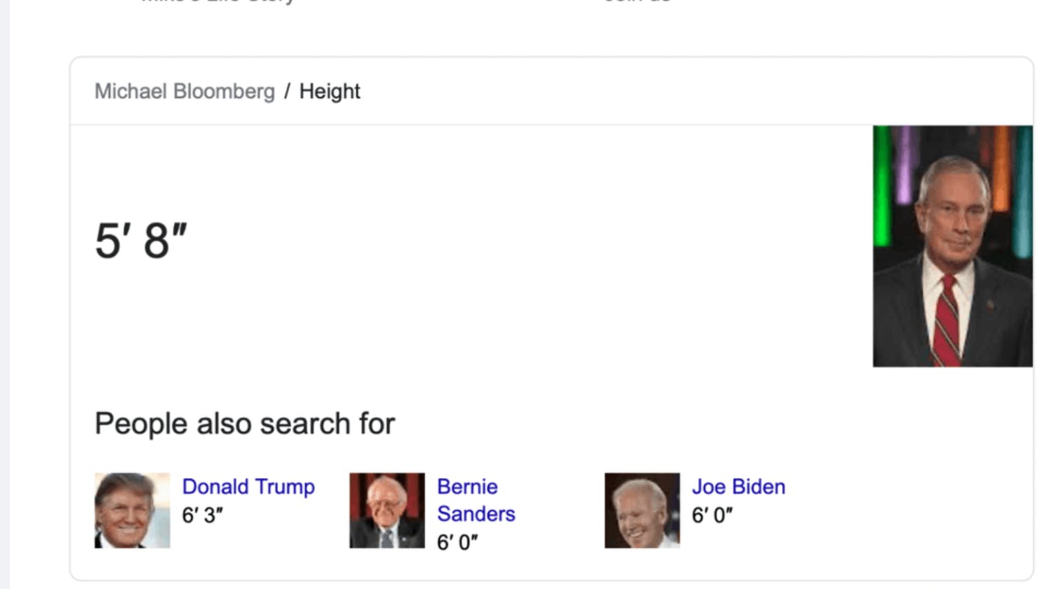 michael bloomberg height google results for how tall is michael bloomberg