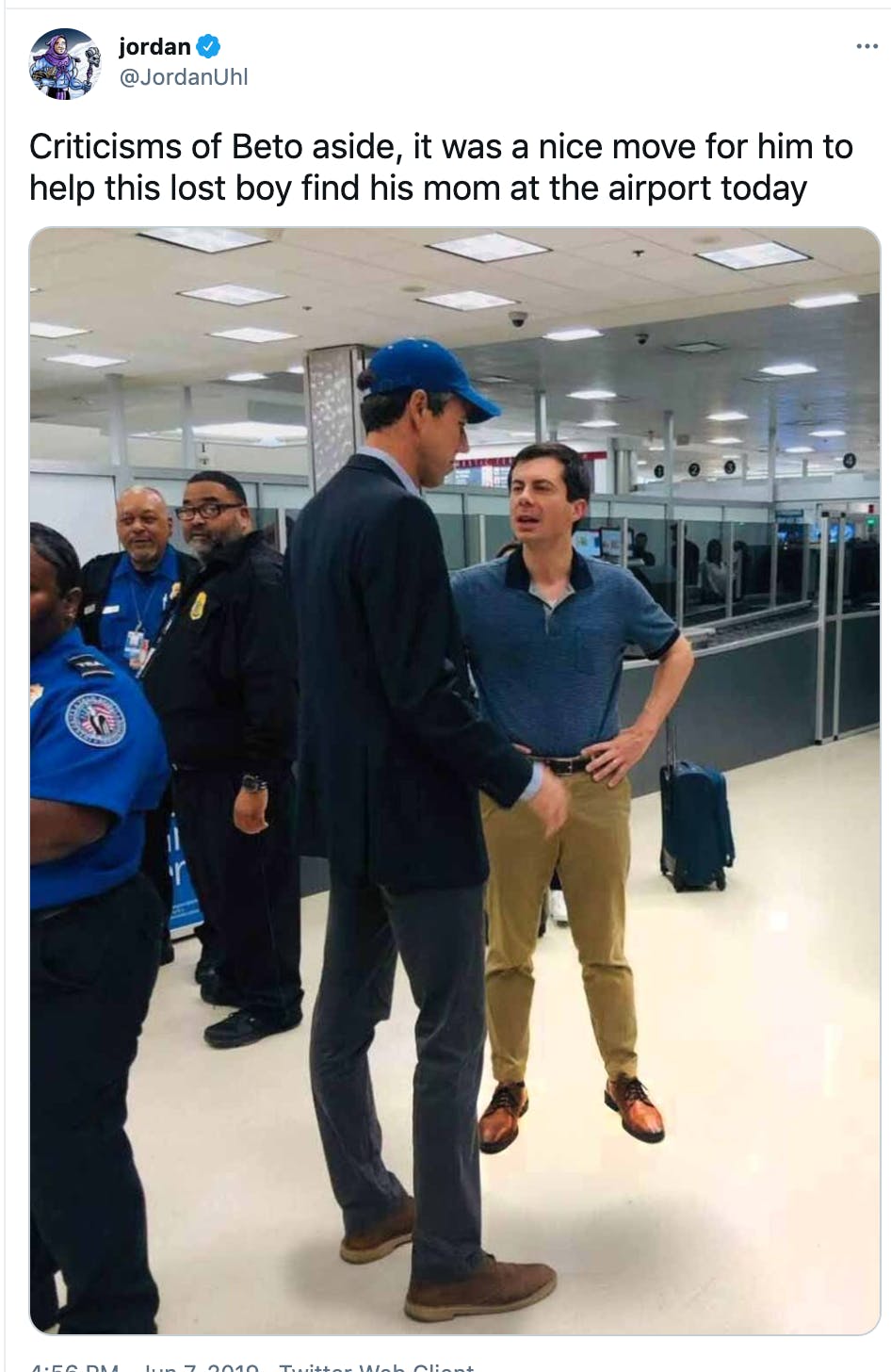 pette buttigieg with beto o'rourke showing his height