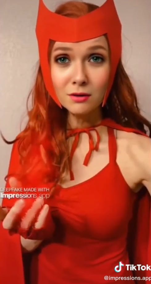 A Wanda Maximoff deepfake on TikTok