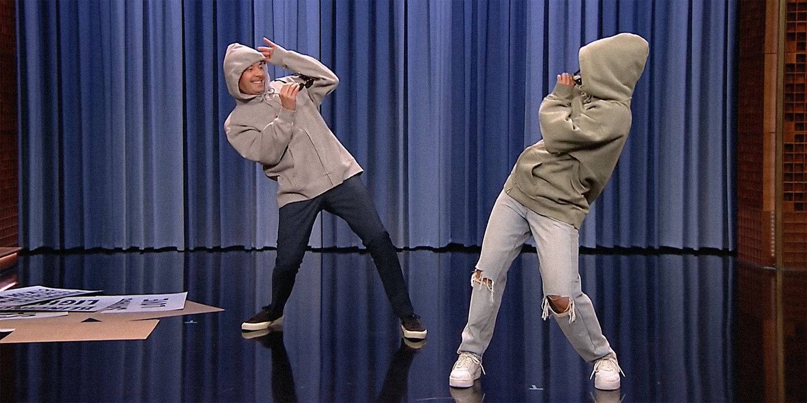 Jimmy Fallon and Addison Rae dancing on The Tonight Show.
