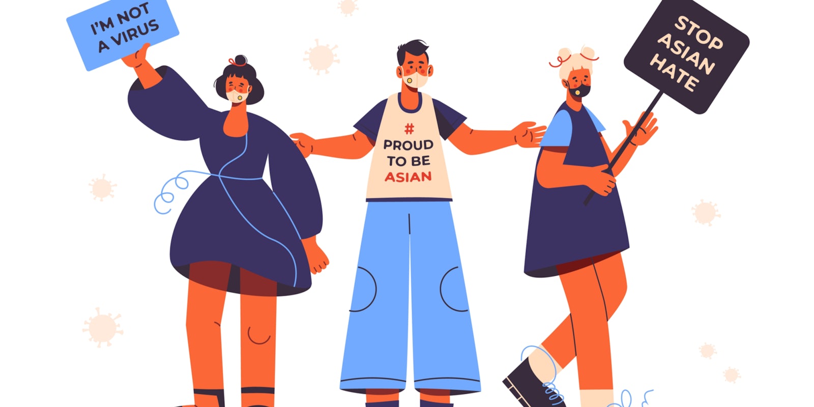 Stop Asian hate protest illustration