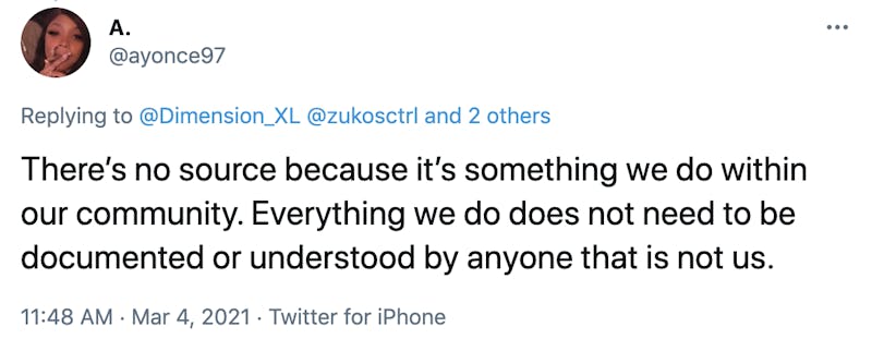 There’s no source because it’s something we do within our community. Everything we do does not need to be documented or understood by anyone that is not us.