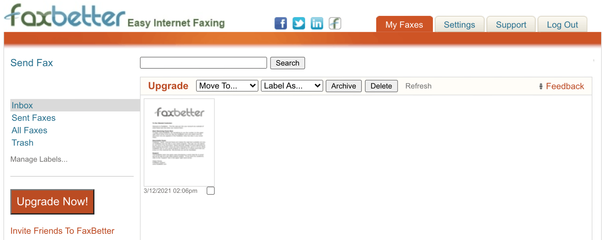 faxbetter interface