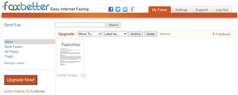 faxbetter interface