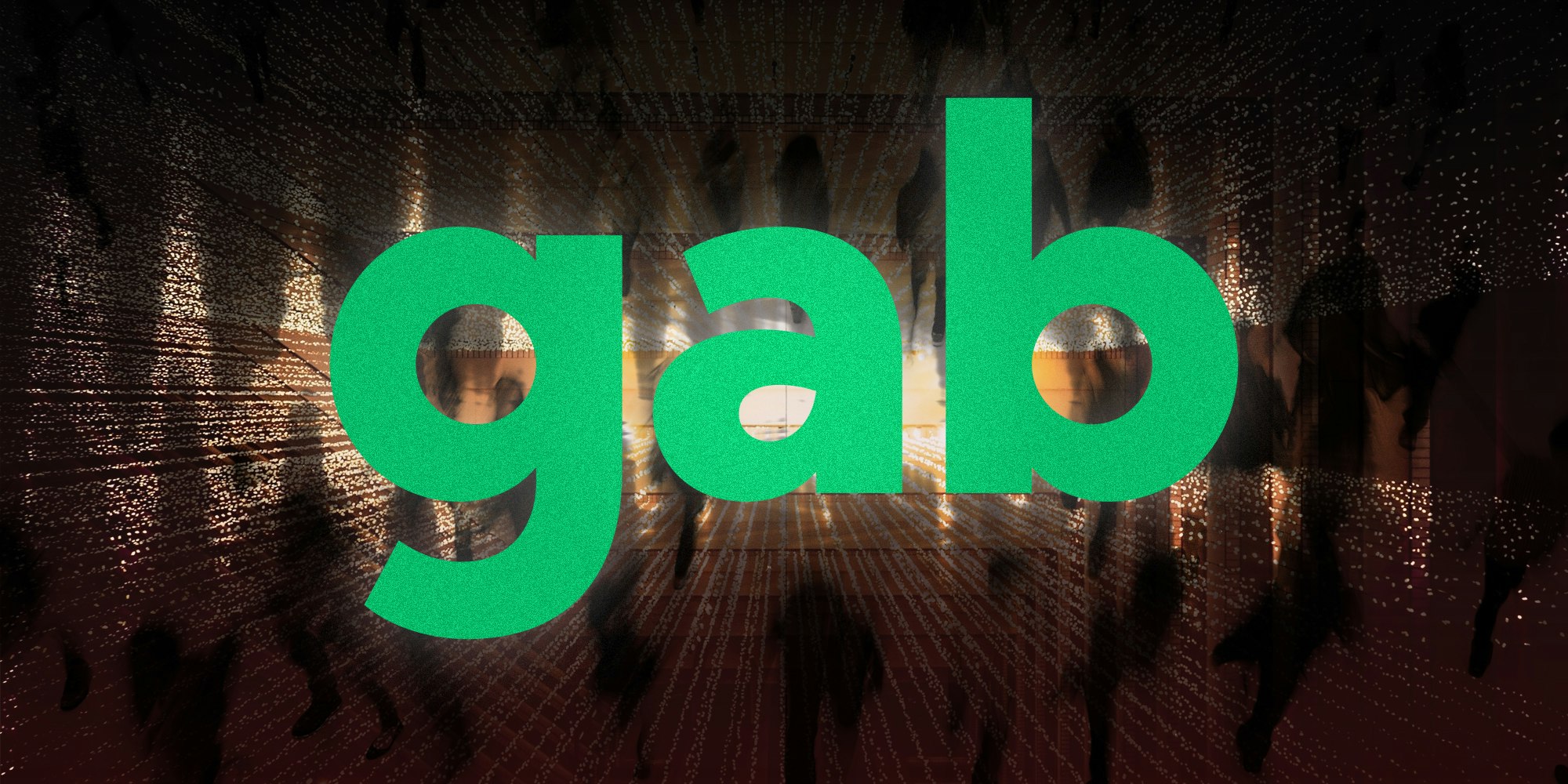 Gab logo on digital background.