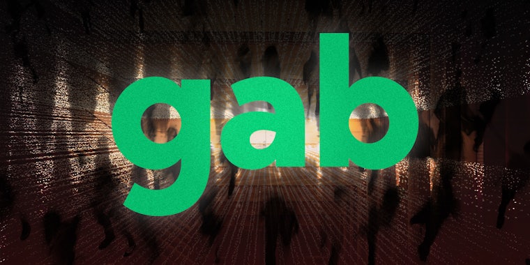 Gab logo on digital background.
