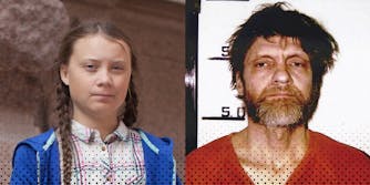 Greta Thunberg (L) and the Unabomber (R).