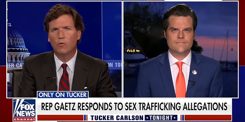 tucker carlson and matt gaetz talk about sex trafficking allegations