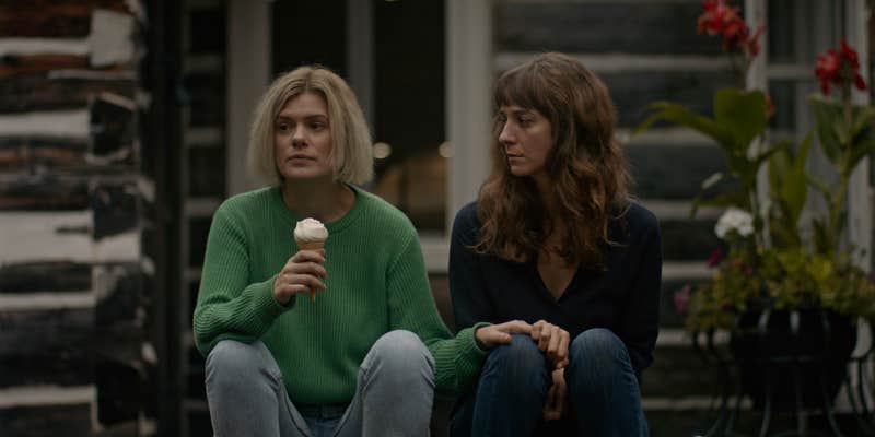 two women staring