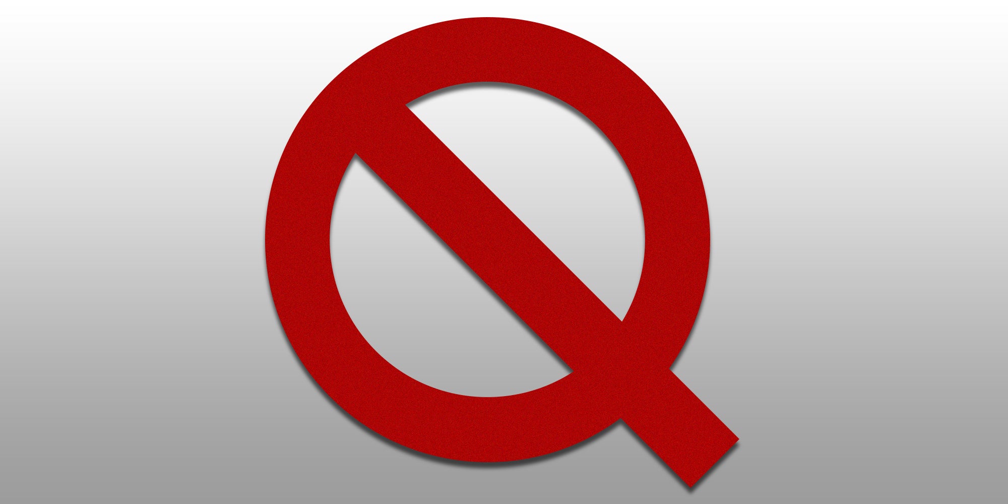 capital Q made to resemble the 'prohibited' symbol