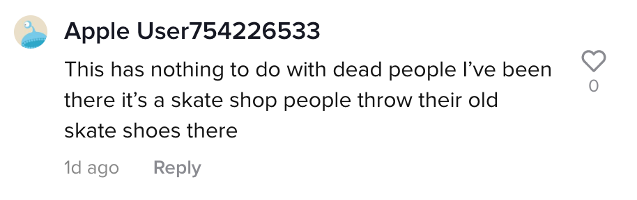 I've been there many times it's a skate shop in Houston with thrift shops near people have been throwing they're old skate shoes there for years