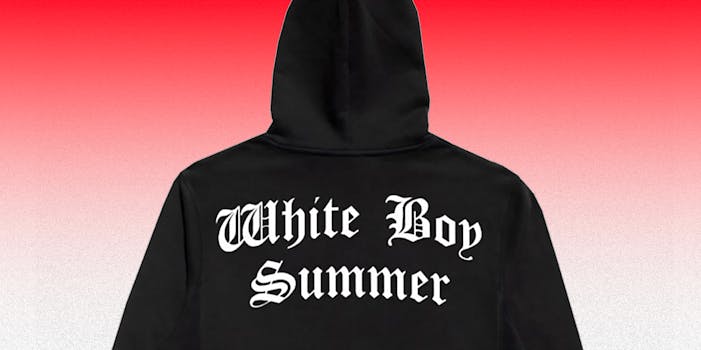 A black hoodie that has 'White Boy Summer' written on it.