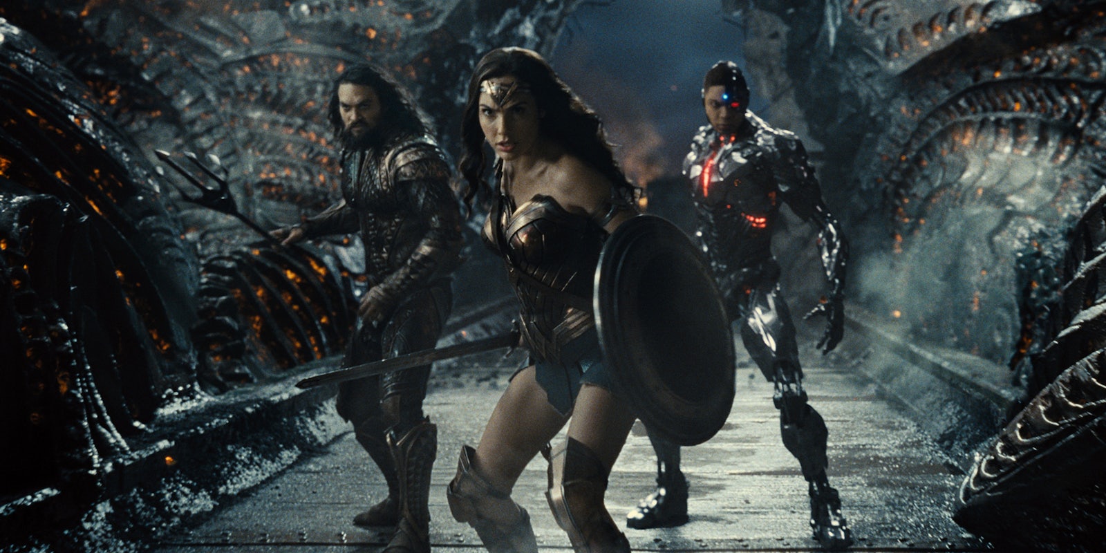 aquaman, wonder woman, and cyborg in zack snyder's justice league