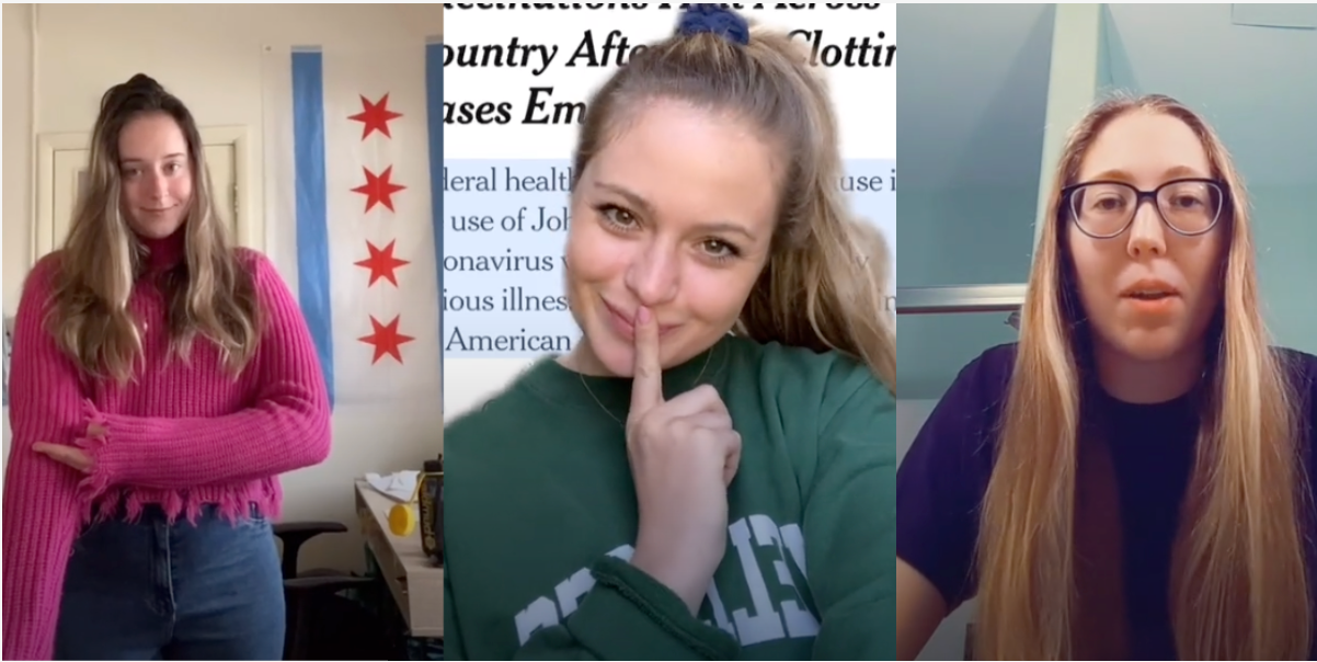 Female TikTokers make fun of Johnson&Johnson blood clot side affects