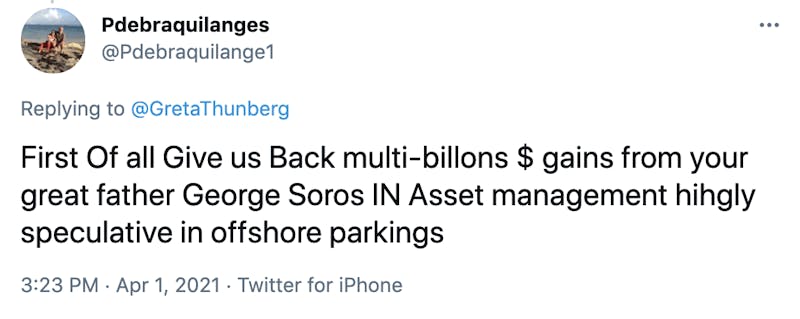 First Of all Give us Back multi-billons $ gains from your great father George Soros IN Asset management hihgly speculative in offshore parkings