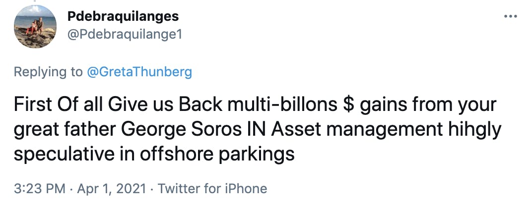 First Of all Give us Back multi-billons $ gains from your great father George Soros IN Asset management hihgly speculative in offshore parkings