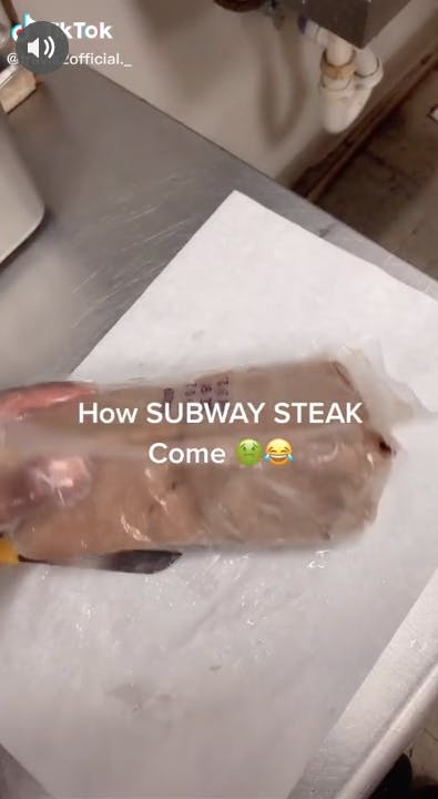 Subway steak in cube wrapped