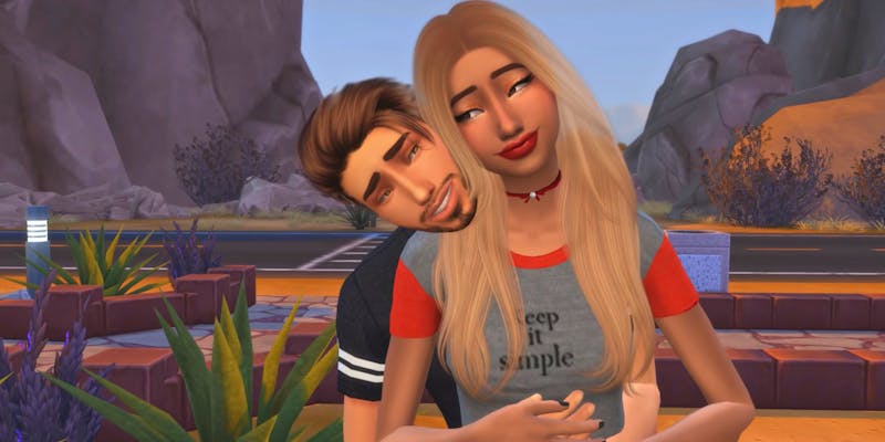 Dwóch simów romansujących się w namiętnym romansie Sims 4 Sex Mod