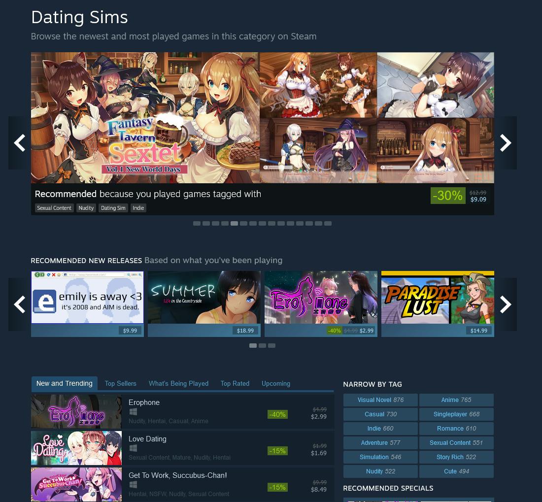 An example of the Steam Categories system.