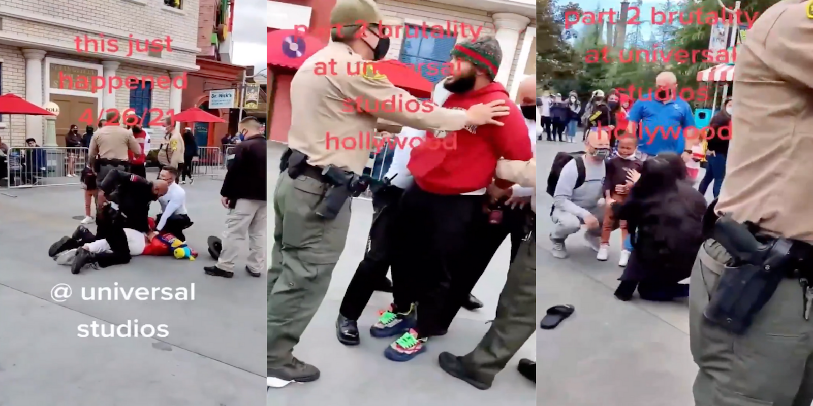 Woman thrown to ground with child at Universal Studios