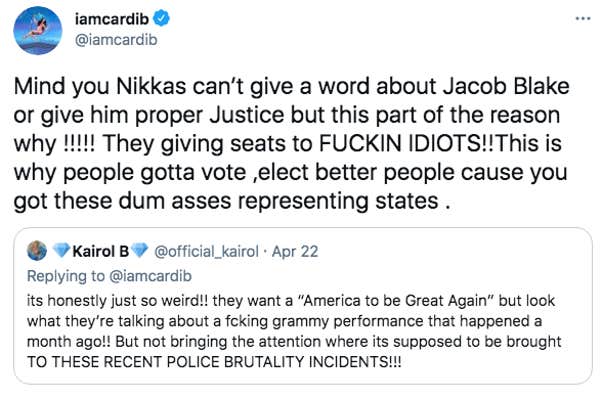 cardbi b tweet about glenn grothman