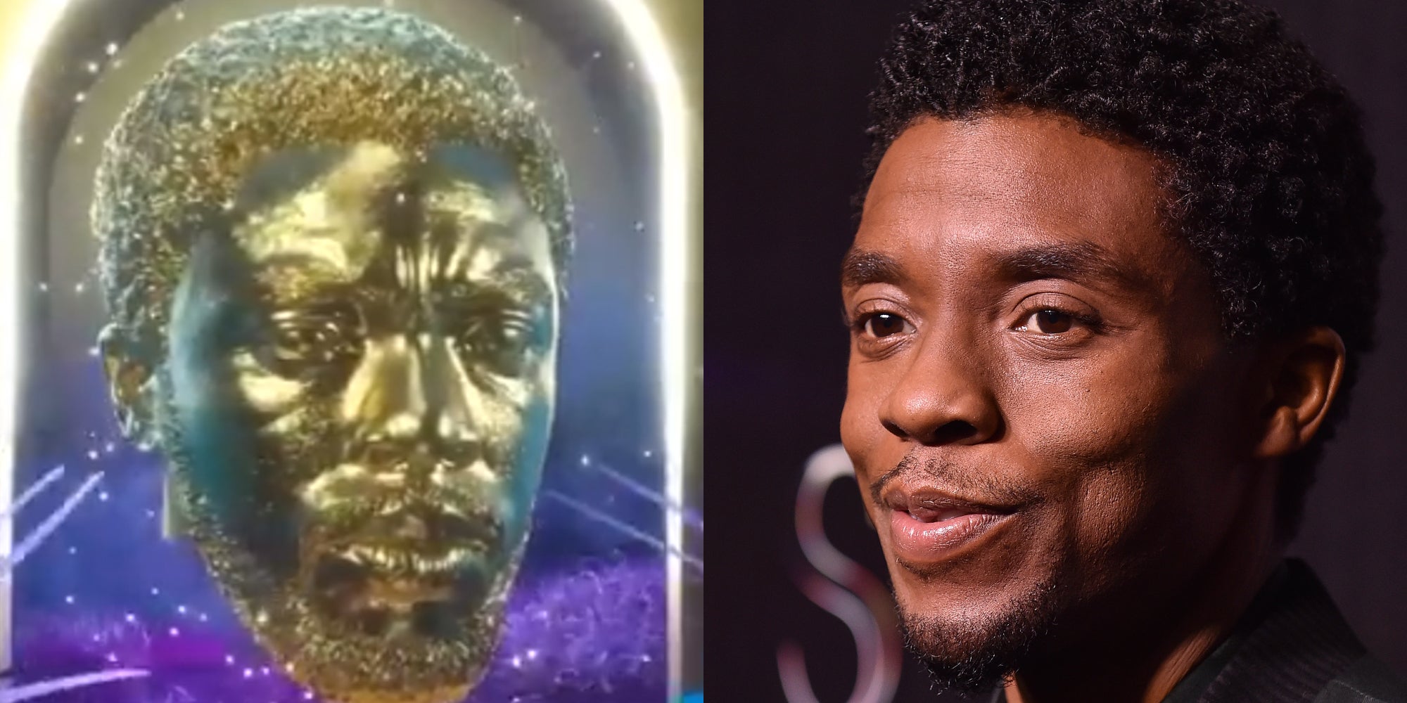 Chadwick Boseman and artist's rendering of Chadwick Boseman