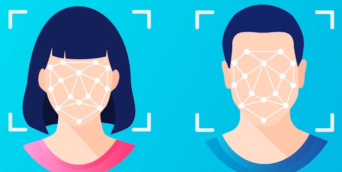 people with faces being scanned by technology