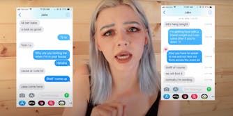 tiktoker justine paradise in youtube video with text messages allegedly sent to her by Jake Paul
