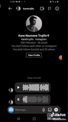Alleged voice memos from Trujillo via Bailey's Instagram DMs.