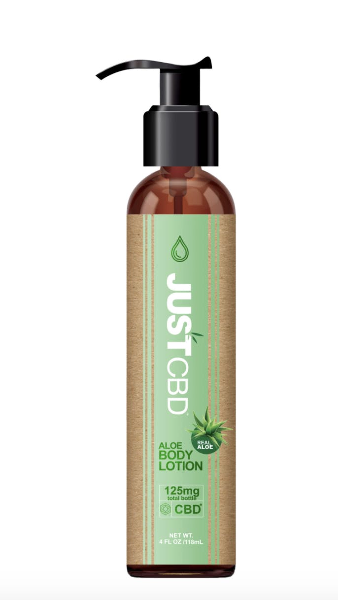 JustCBD aloe and CBD lotion for pain and irritation