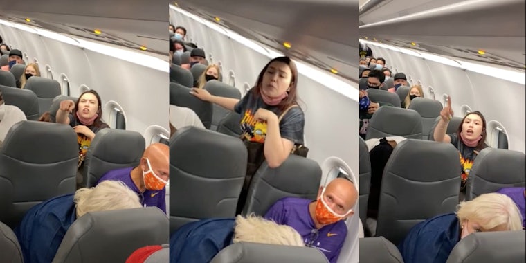 A woman having a public meltdown on a plane