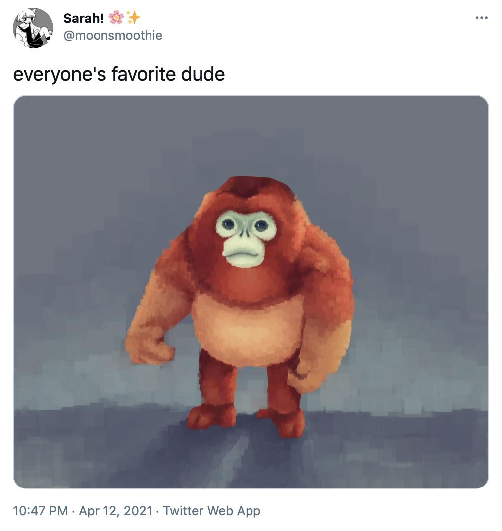'everyone's favourite dude' particularly fluffy looking painting of monke