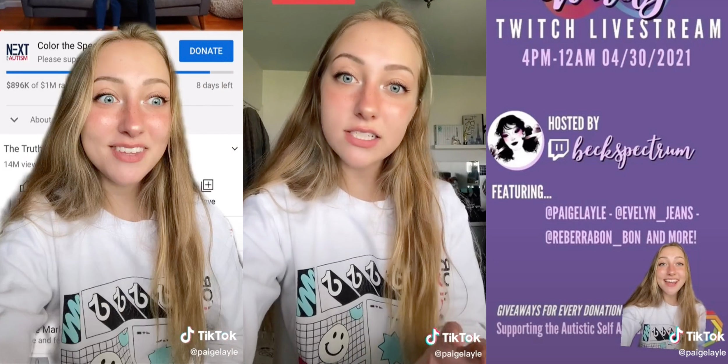 TikToker @paigelayle promotes Autism Twitch fundraiser