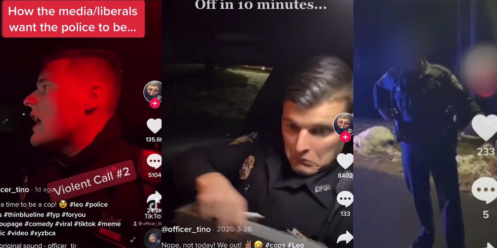 cop on tiktok driving in car