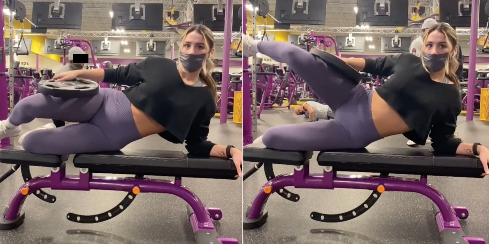 A TikTok user working out in the gym