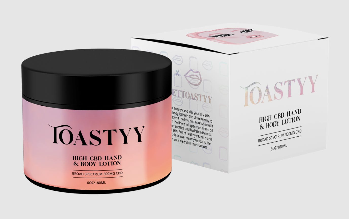 Toastyy CBD hand and body cream on a white background