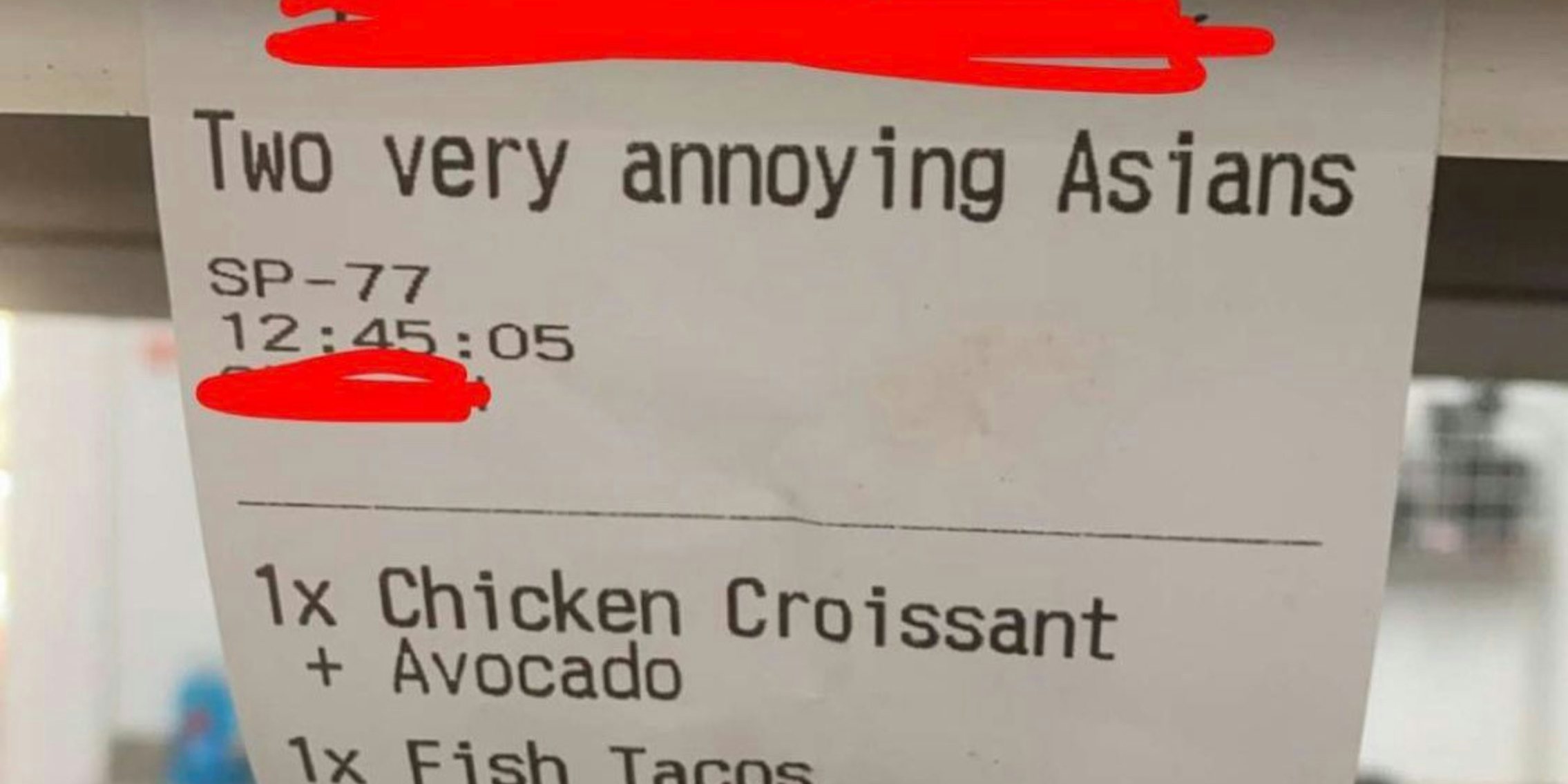 Cafe describes customers as ‘two very annoying Asians’ on receipt