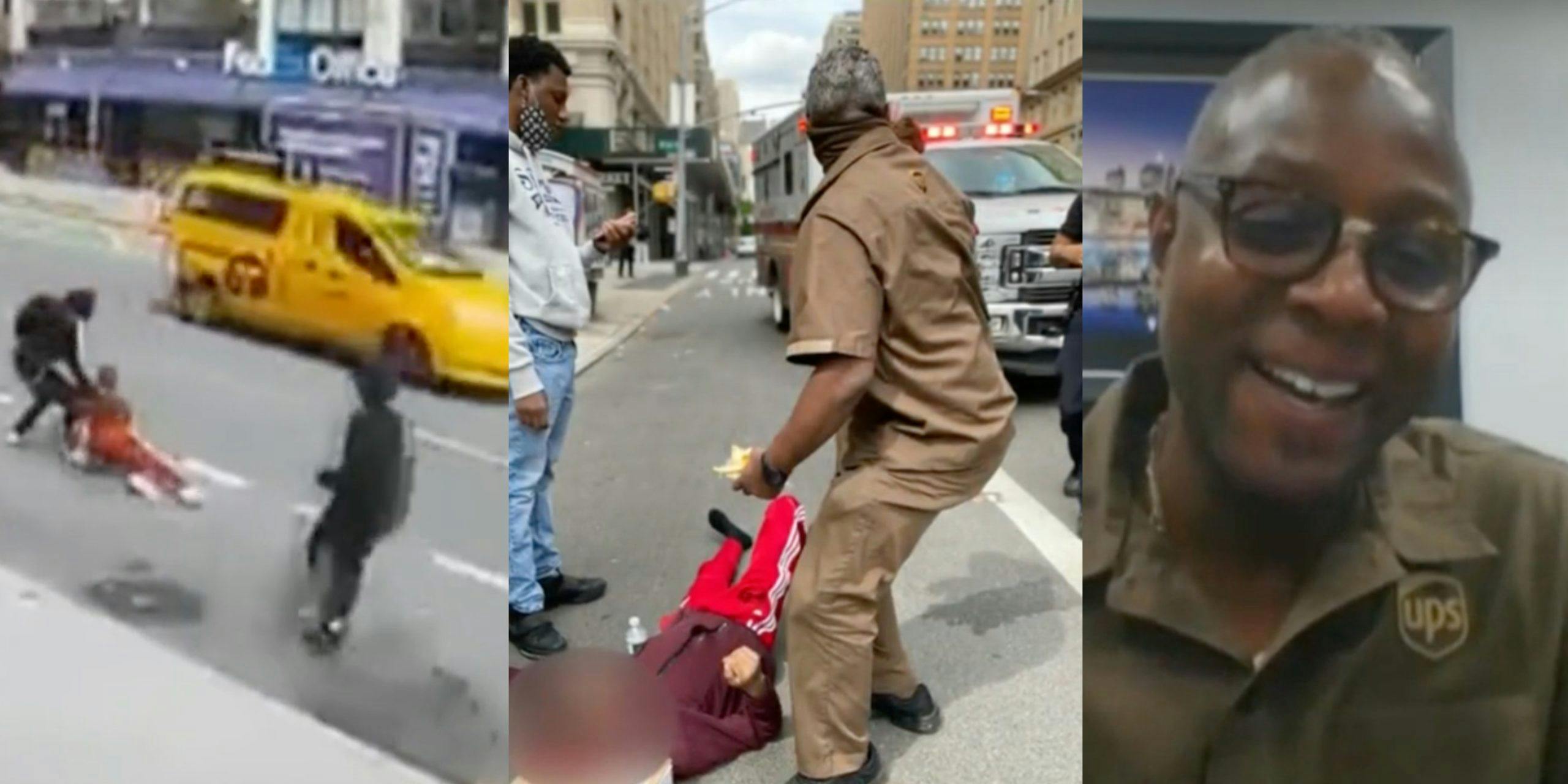 (L-R): Attack on a teen in Manhattan; Christopher McCall intervenes to help the victim; Christopher McCall