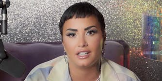 Demi Lovato in glittery room