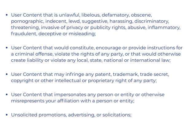 terms of service on trumps website
