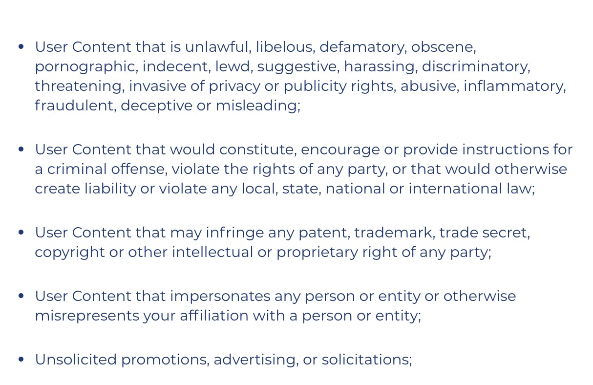 terms of service on trumps website