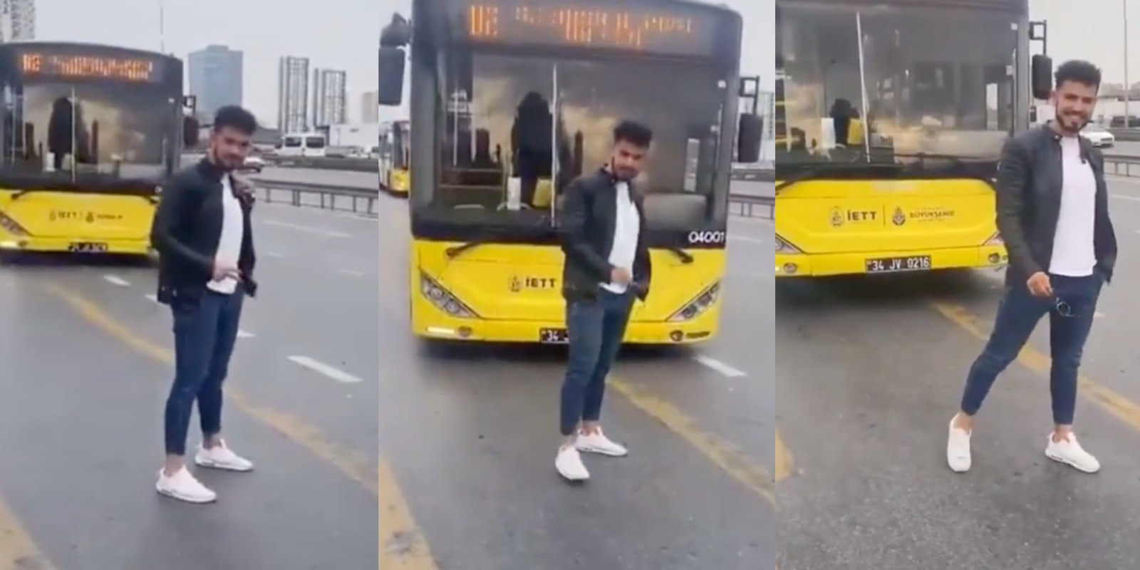 Deathwish - TikTok - man standing in front of moving bus