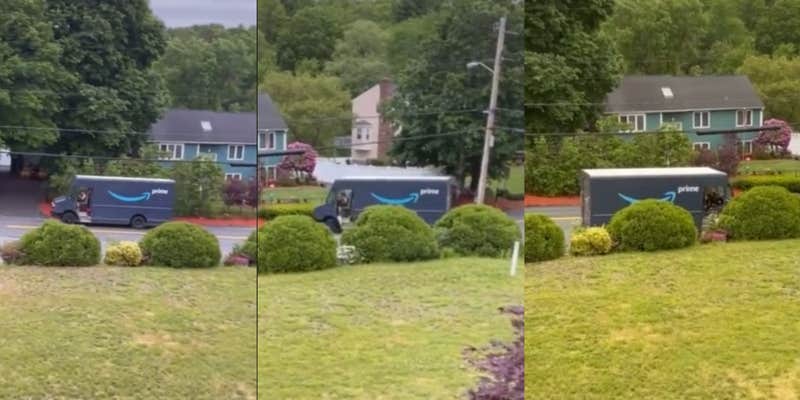 amazon driver screaming from truck