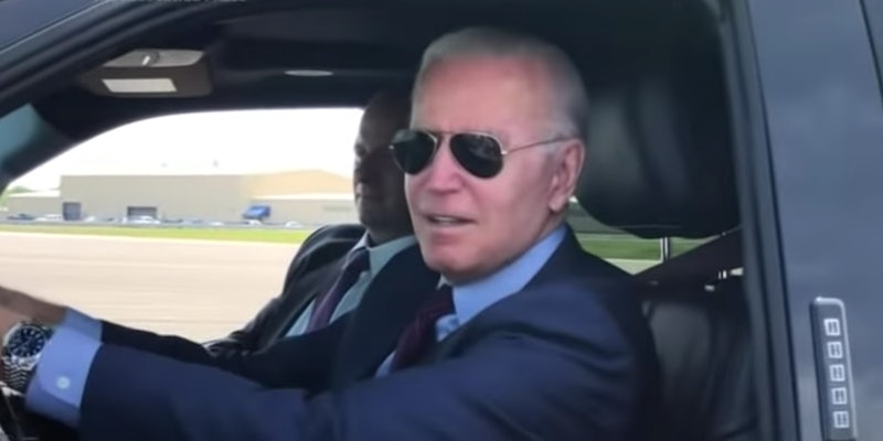 President Joe Biden in a truck