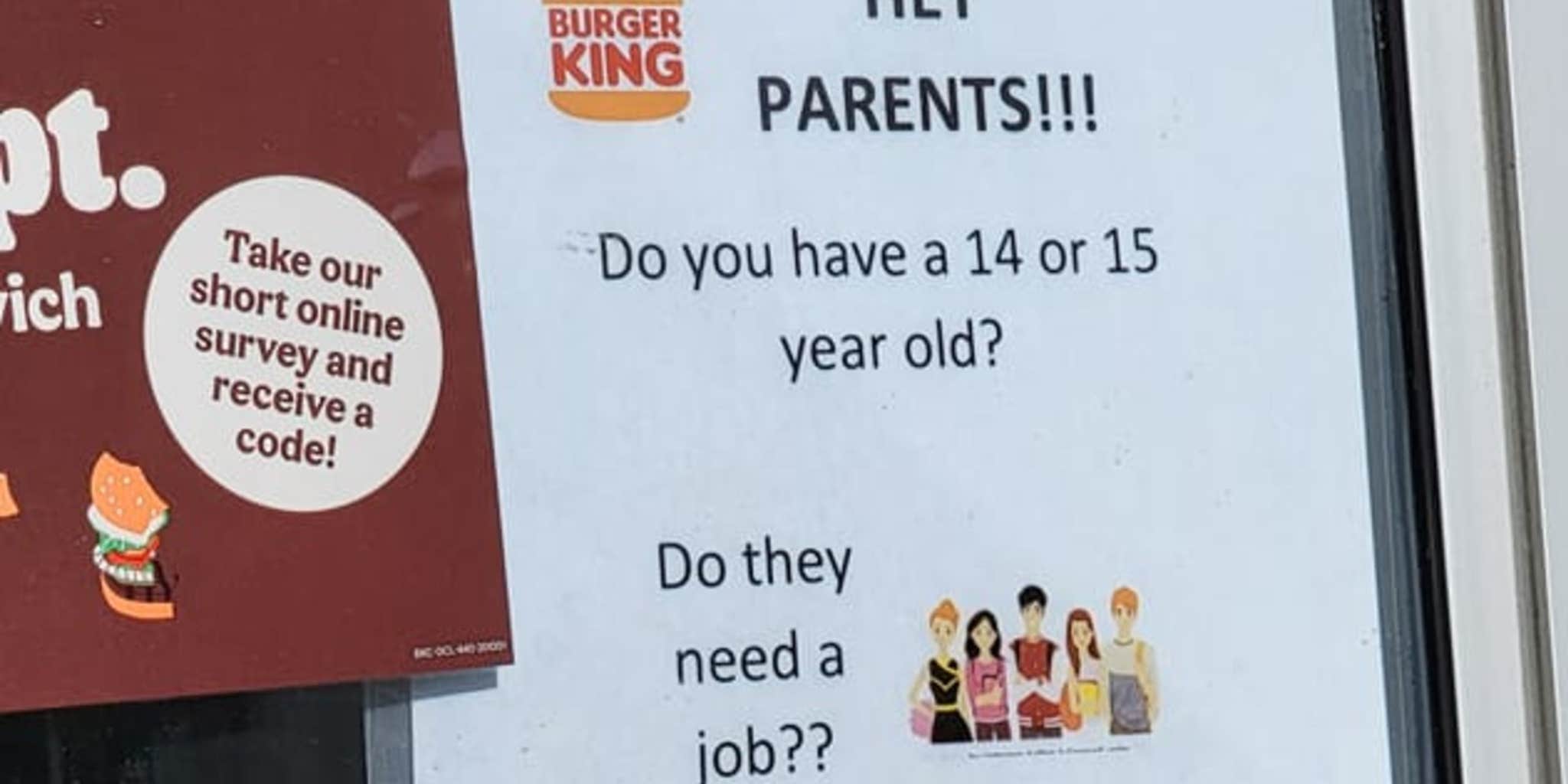 burger king hiring 15 year olds burger king hiring 15 year olds