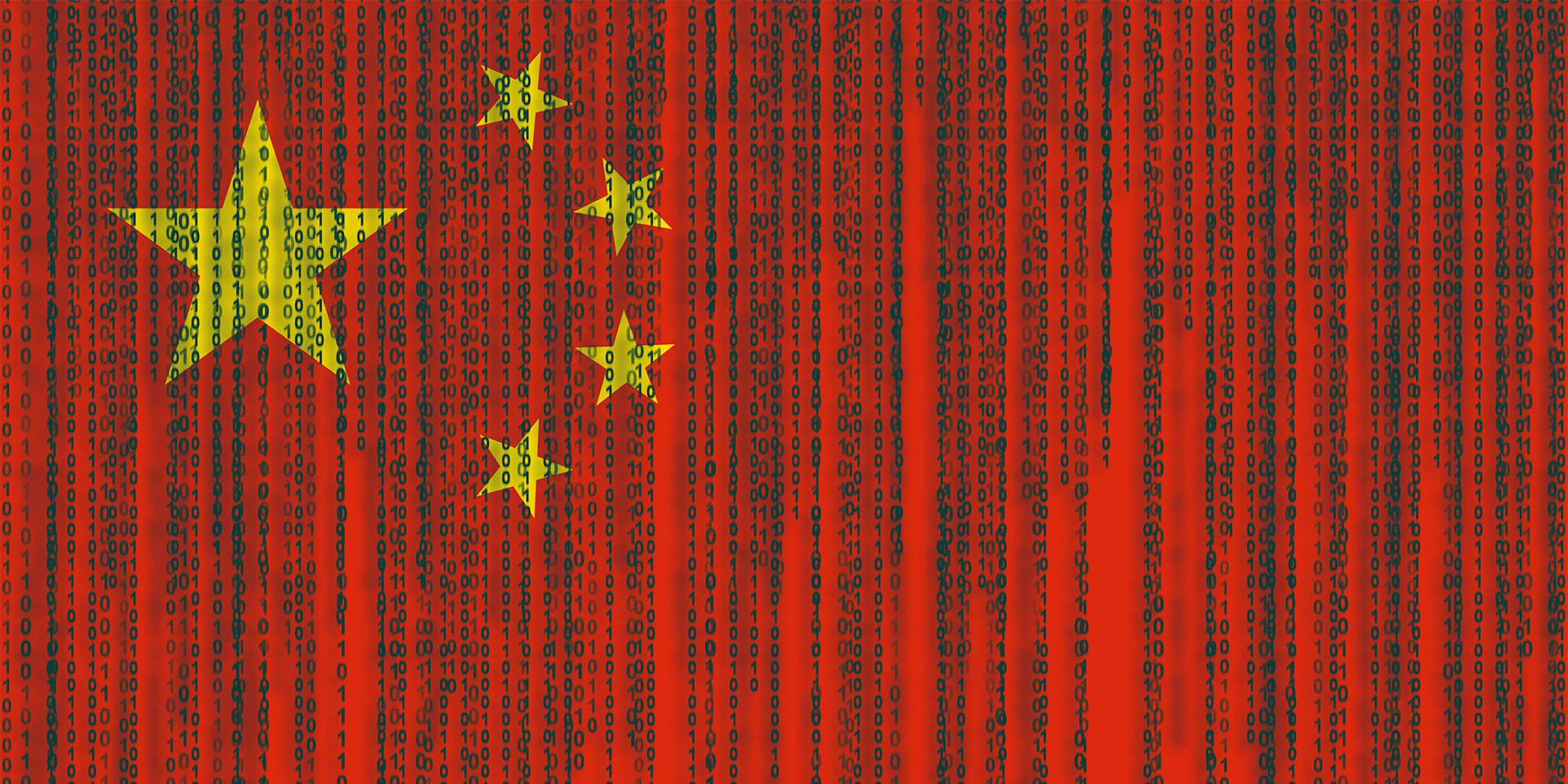 chinese flag with binary code