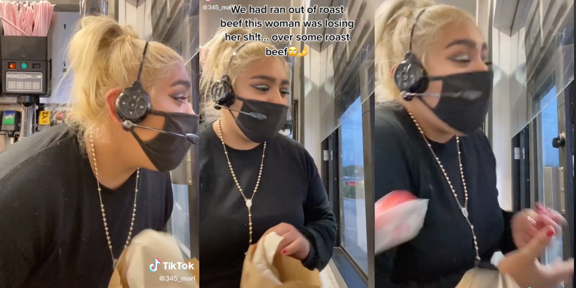 Arby's worker at drive-thru window