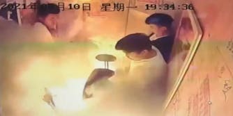 electric bike explodes in elevator with people inside