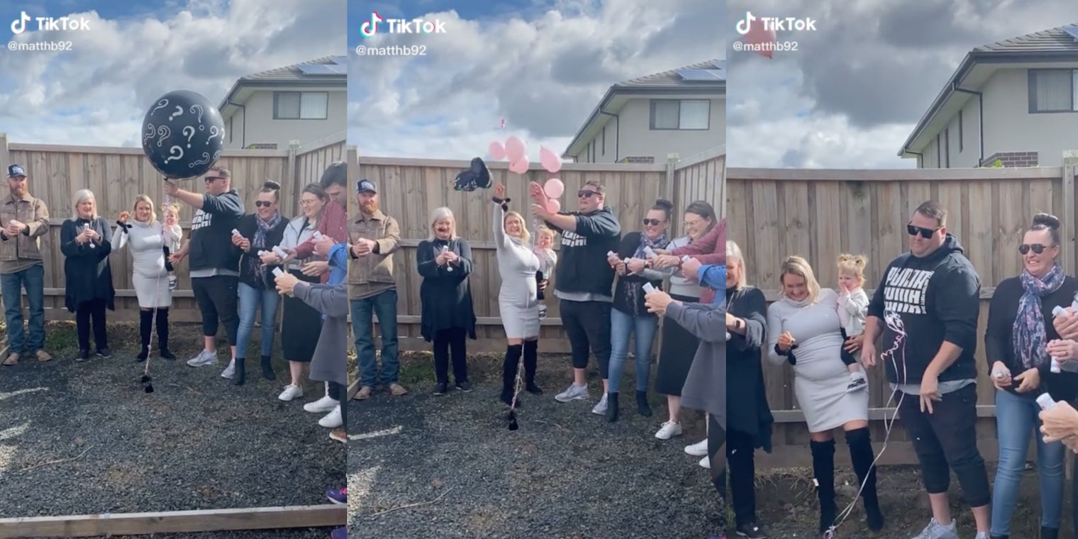 A father reacting to a gender reveal on TikTok