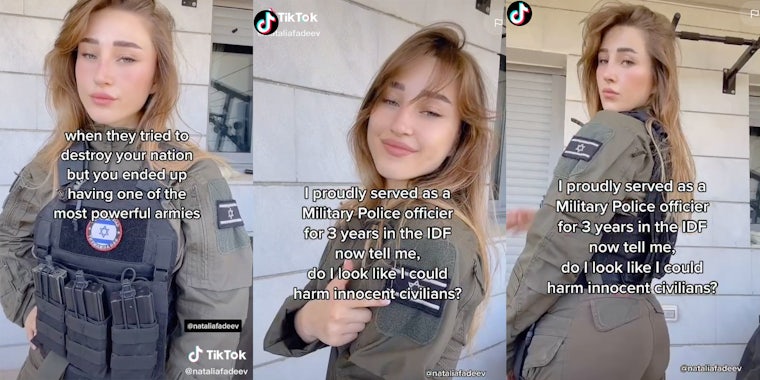 A former IDF soldier dances on TikTok while defending the Israeli army.